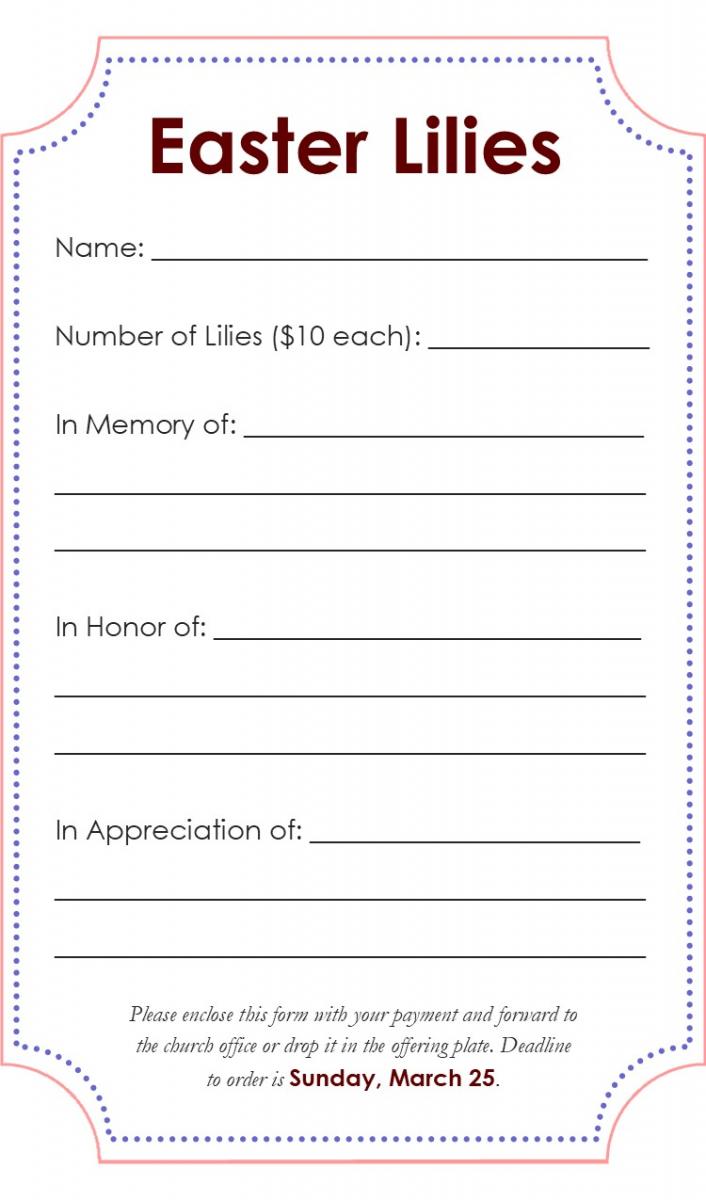 easter lily order forms